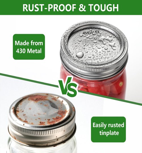 BGKD 48Pcs Rust-Proof Wide Mouth Mason Jar Lids and Rings, Canning Lids with Bands Wide Mouth for Ball or Kerr, Large Mouth Mason Jars lid