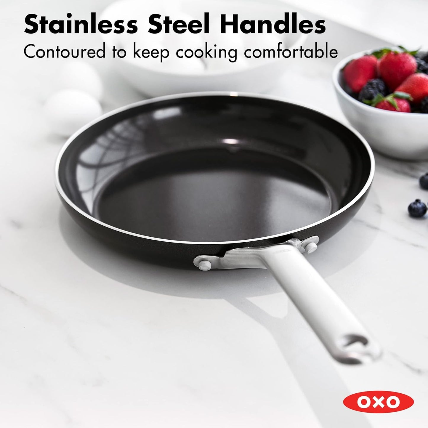OXO Agility 10" Nonstick Frying Pan - Ceramic PFAS-Free Cookware, Induction Compatible, Black