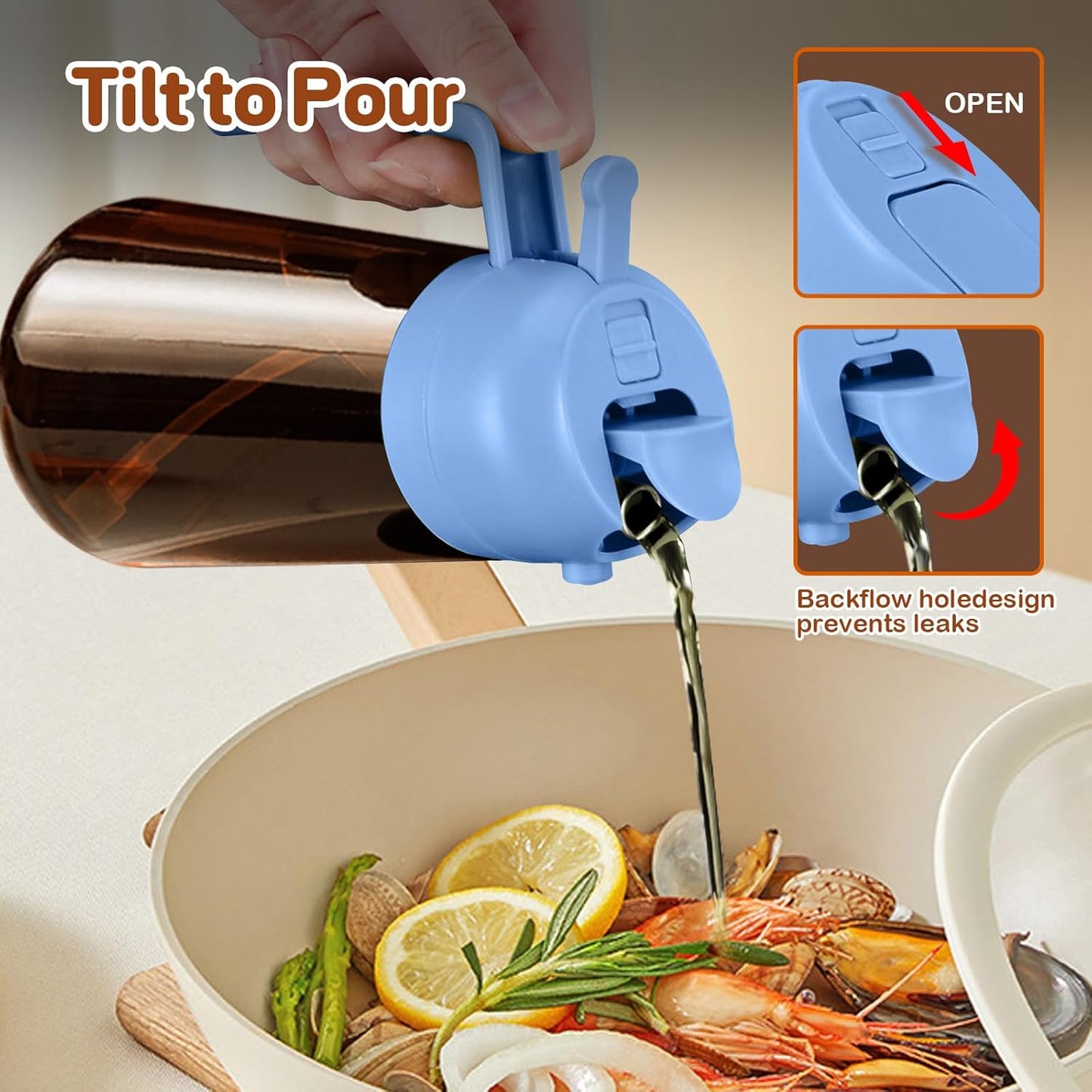 YARRAMATE 16oz Dark Brown Oil Sprayer - Food-Grade 2-in-1 Olive Oil Dispenser for Cooking & BBQ