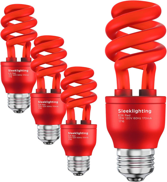 13W Orange Spiral CFL Light Bulb - UL Approved, E26 Medium Base, Pack of 4
