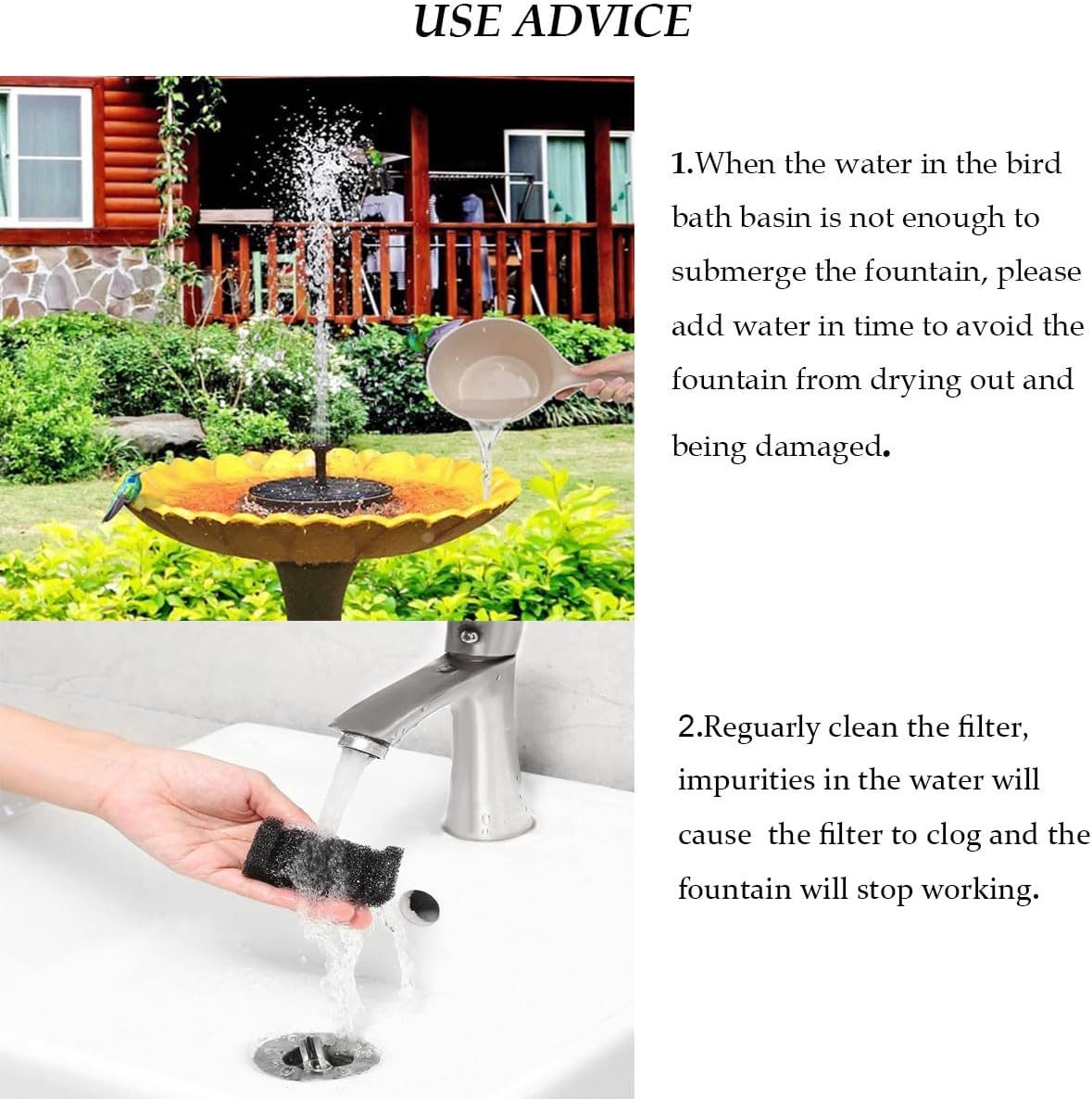 Skiennix Solar Fountain Pump - Upgraded 1.5W Mini Solar Powered Water Feature for Bird Baths, Gardens & Ponds