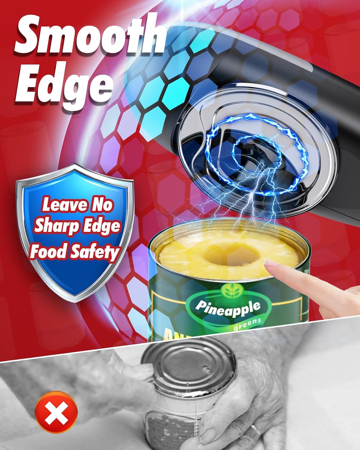 Skiennix Electric Can Opener - Fits All Can Sizes | Smooth Edge, Battery Operated for Seniors & Chefs - Black & Grey