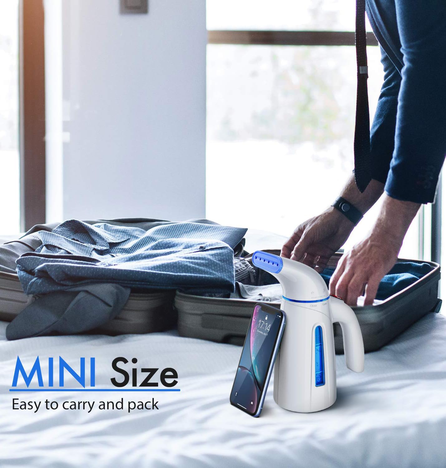 OGHom Handheld Clothing Steamer - 700W Portable Travel Iron with 240ml Capacity (Blue)