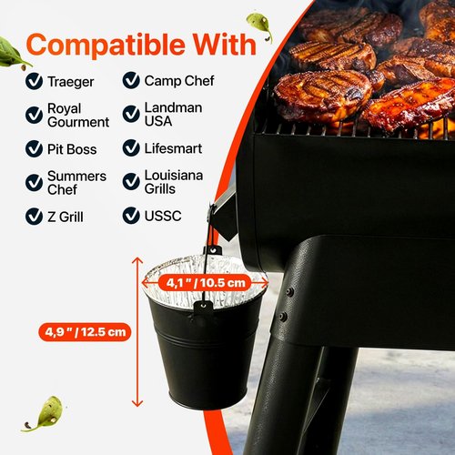 Grease Bucket for Traeger Pellet Grill - Includes 20 Grease Bucket Liners | Replacement Drip Bucket for Pro Series 575/780