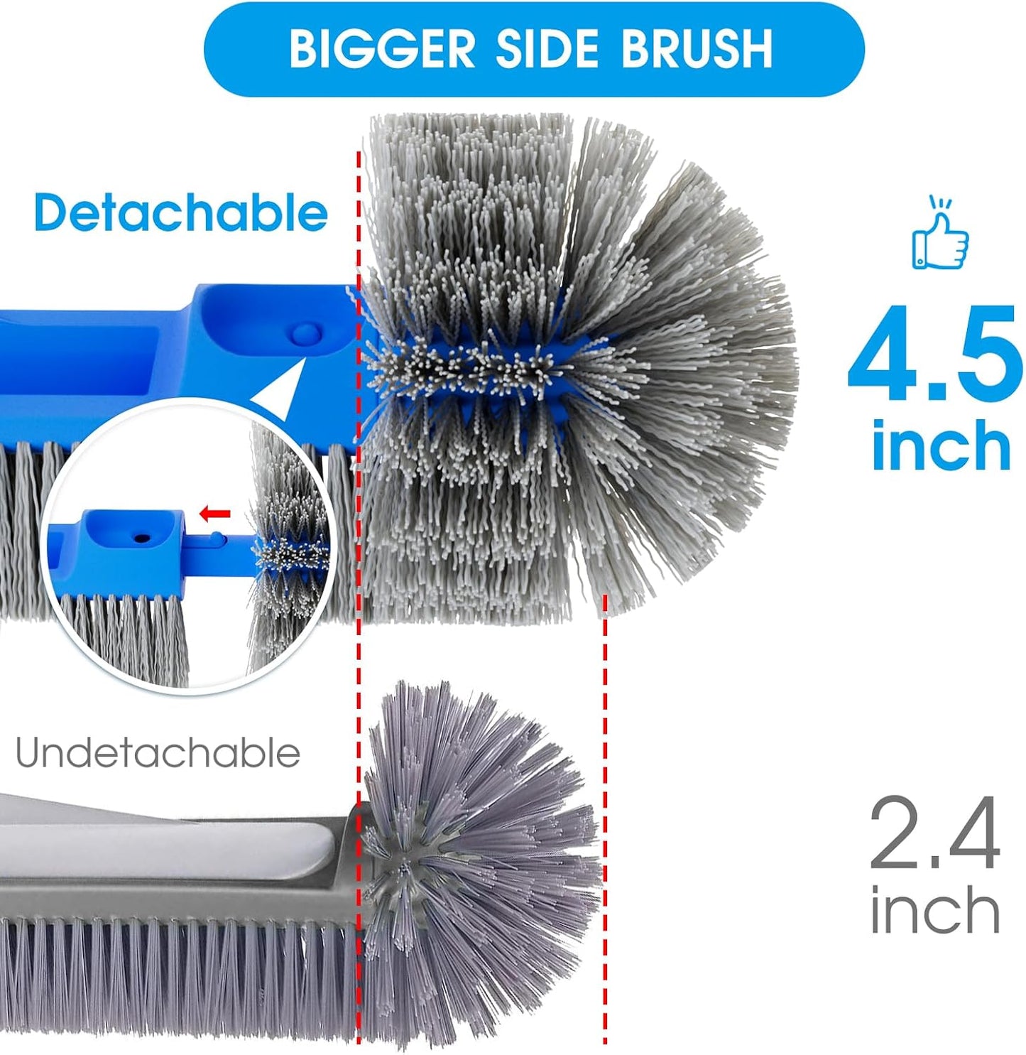 TidyMister Pool Brush - 20'' Detachable Nylon Bristle Scrubber for Above & Inground Pools