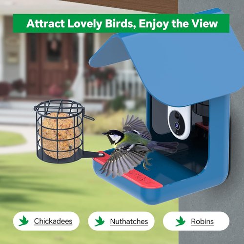 Bird Buddy Metal Suet Ball Holder - Durable Weatherproof Feeder for Smart Bird Feeder with Camera
