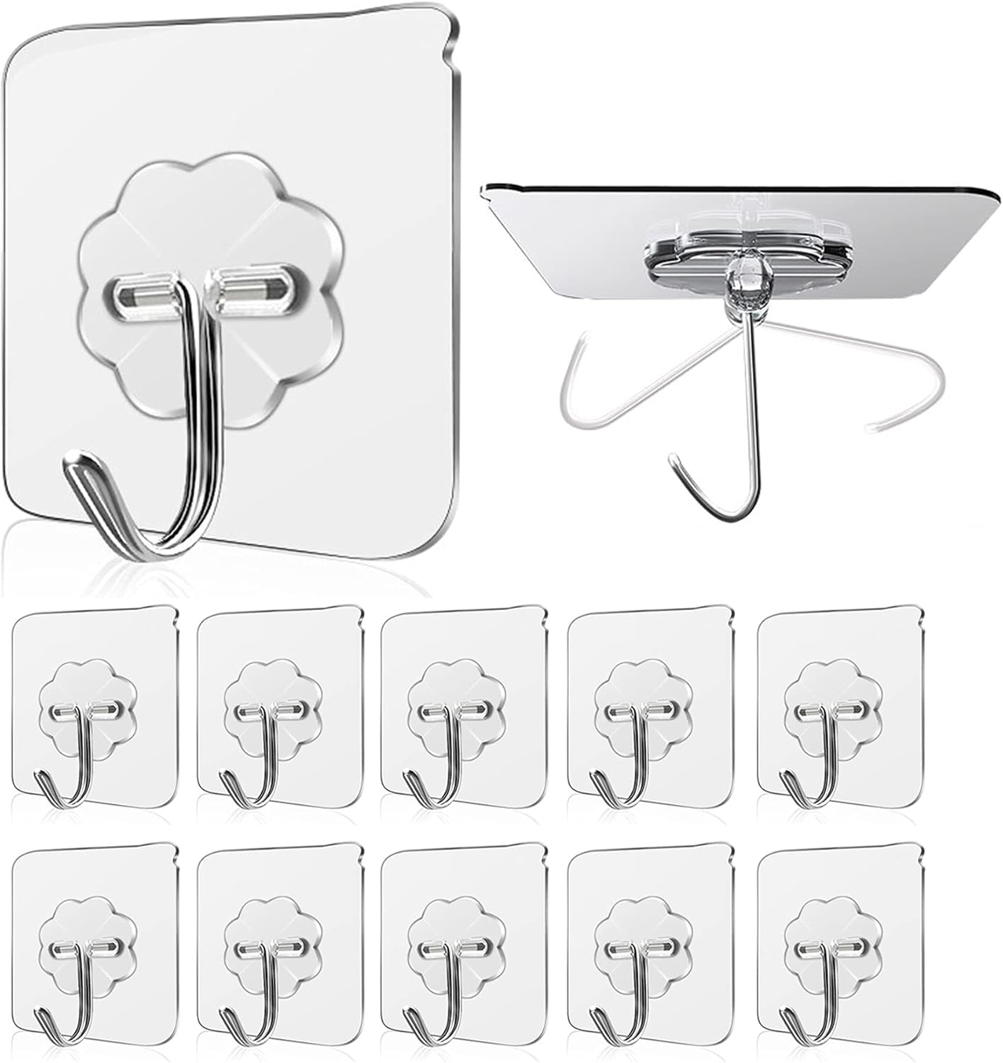 Skiennix Wall Hooks - Heavy Duty Adhesive, 33 lbs Max, Waterproof & Oilproof, 10 Pack