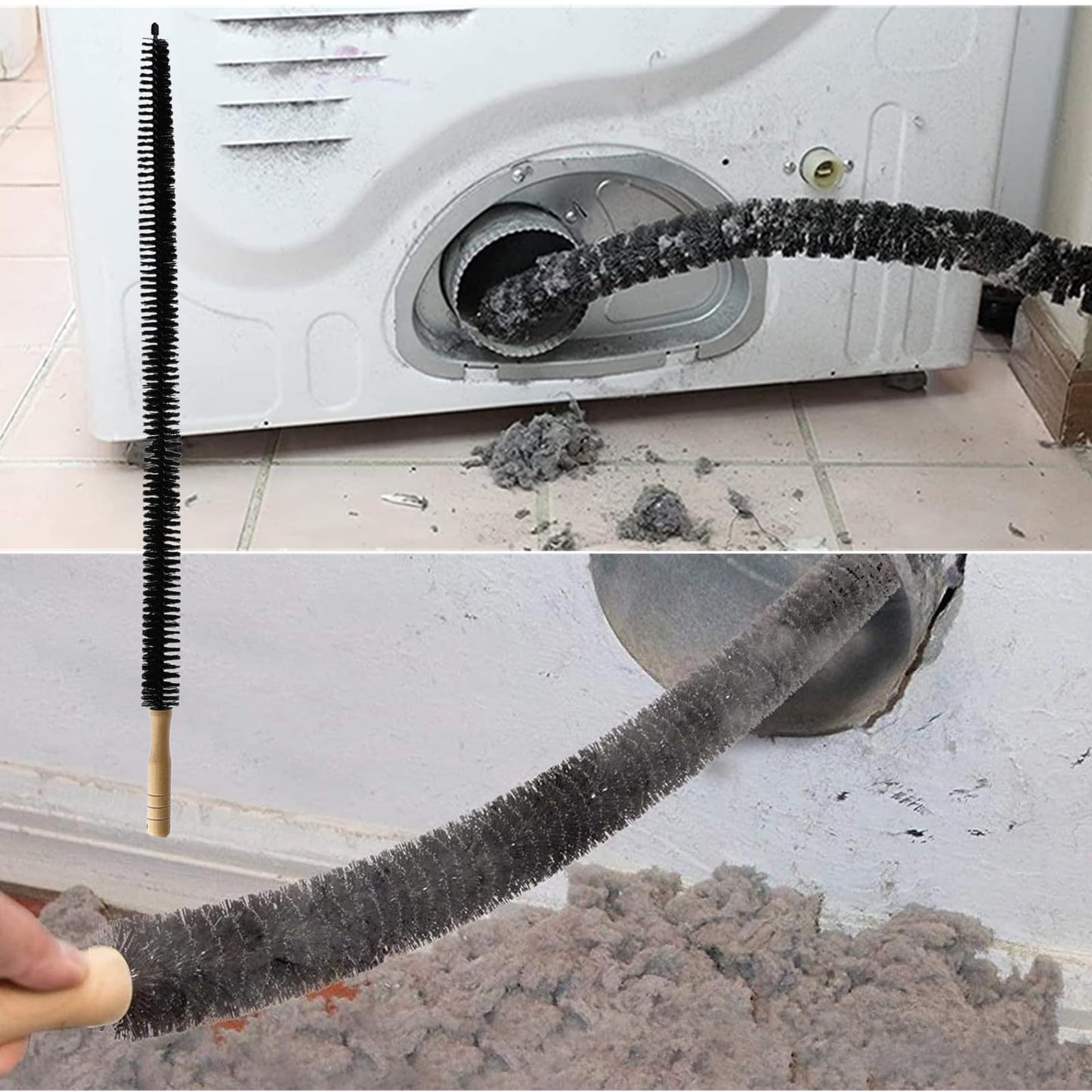 Universal Dryer Vent Cleaner Kit Compatible with Most Vacuum Cleaner Include Vacuum Hose Attachment Accessories Brush Lint Act Brush,Dryer Vent Vacuum Hose with Basic Protective Gloves