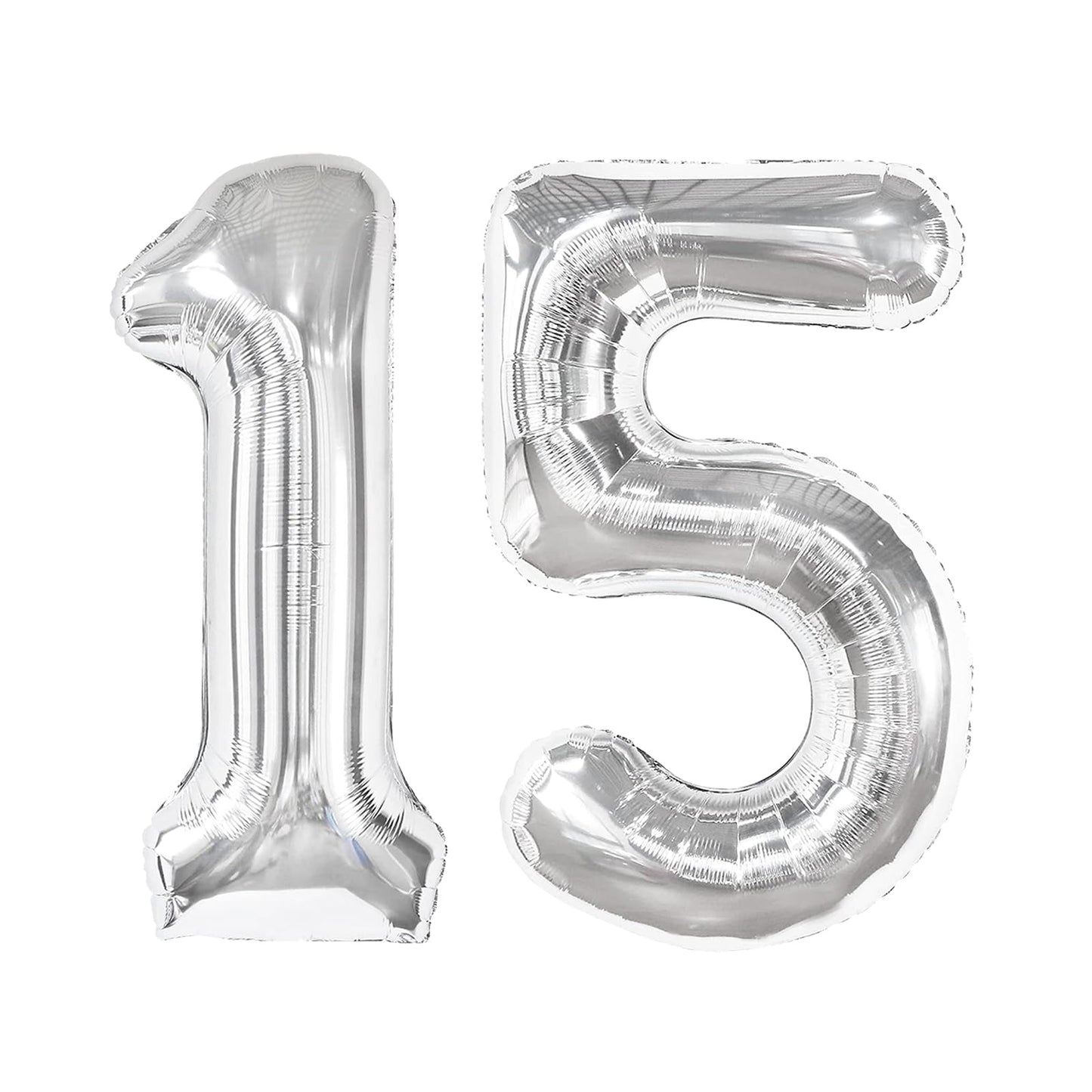 Silver Number 15 Balloon 40 Inch, 15th Birthday Party Decorations for Children, Giant 15 Foil Balloon for Party Supplies