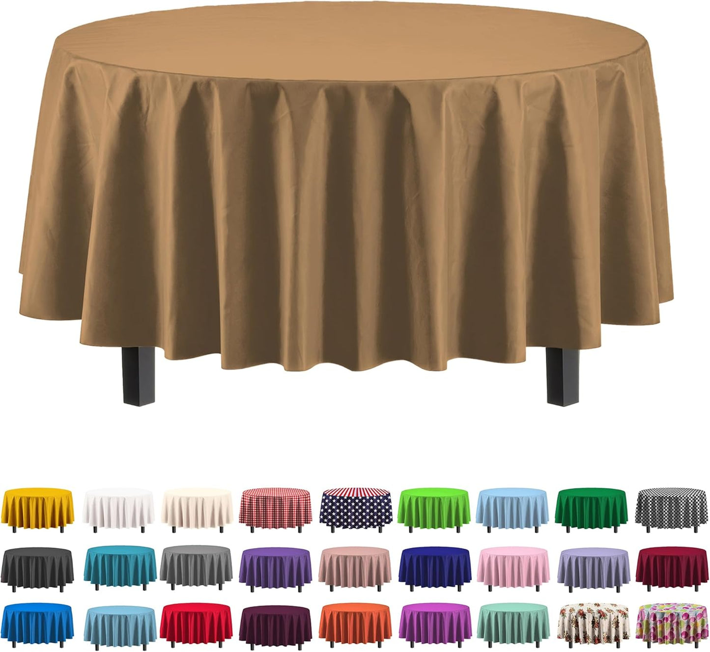 Ivory 84-Inch Round Tablecloth - 12-Pack Premium Plastic Party Supplies