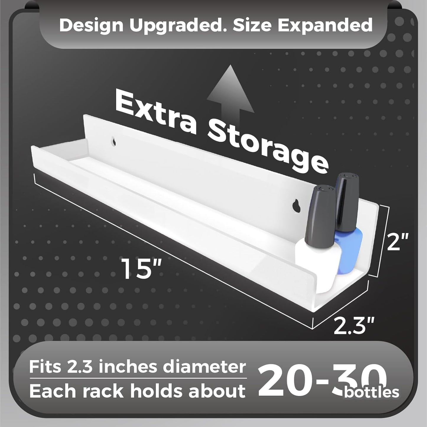 White Acrylic Shelves by [Brand Name] - 15 Inch Kids Floating Bookshelf | Modern Toy & Picture Ledge Storage