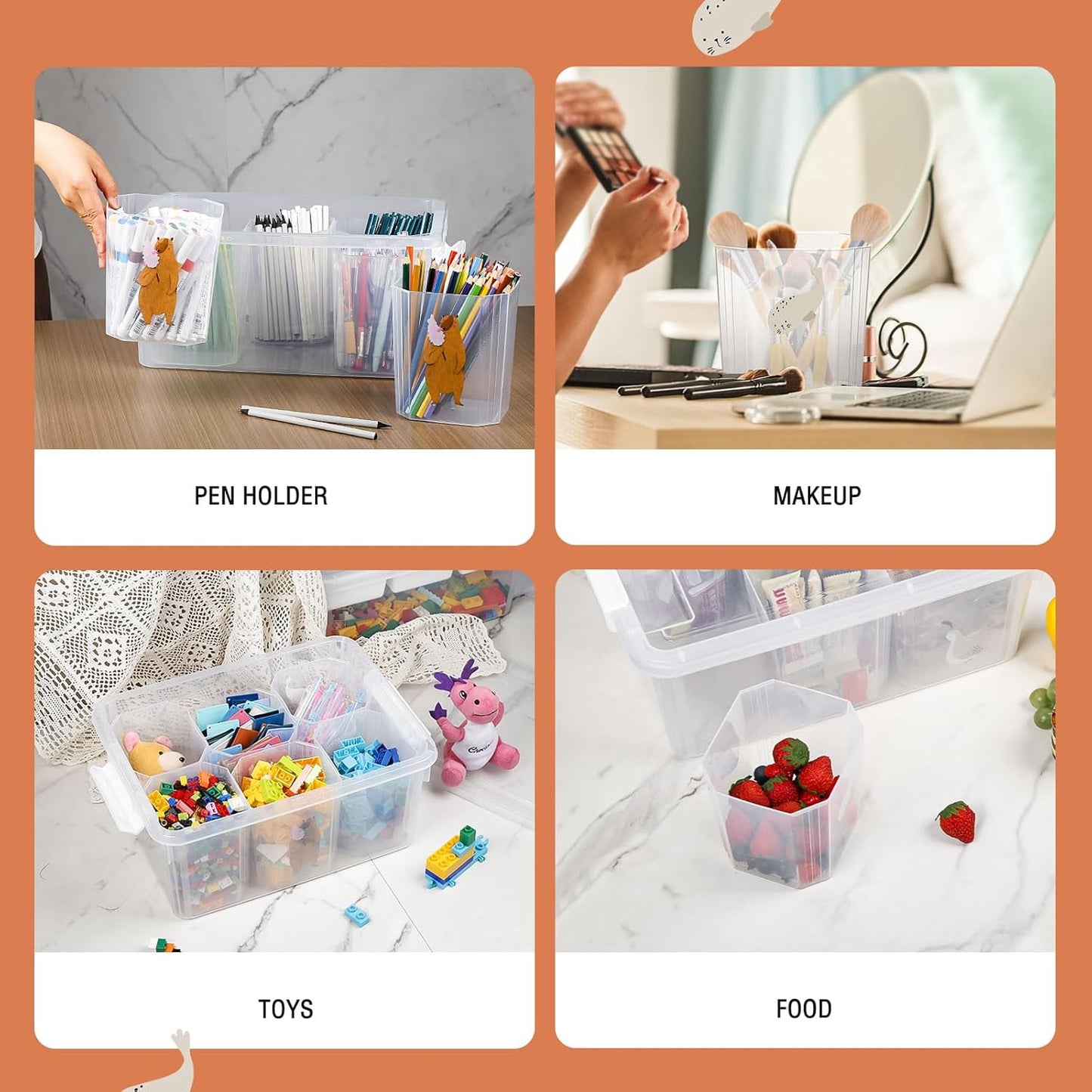 Loobuu 17QT Plastic Storage Bin with Lid - Stackable Clear Organizer Box for Art Supplies & Toys