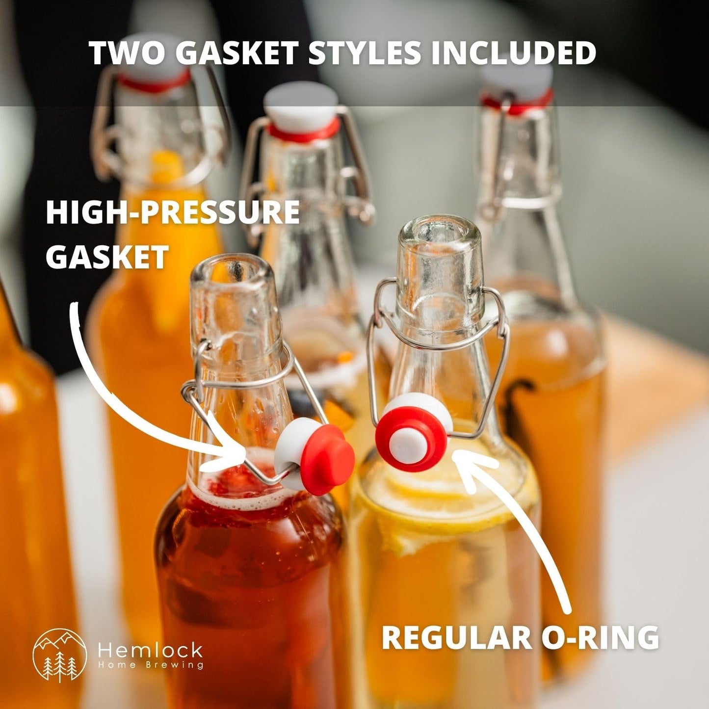 Kombucha Bottles, Swing Top Glass Brewing Bottles Bottles for Kombucha, Beer, Kiefer, Limoncillo, Vanilla - 16 oz. - Grolsch Style Bottle (6 Set) with Funnel