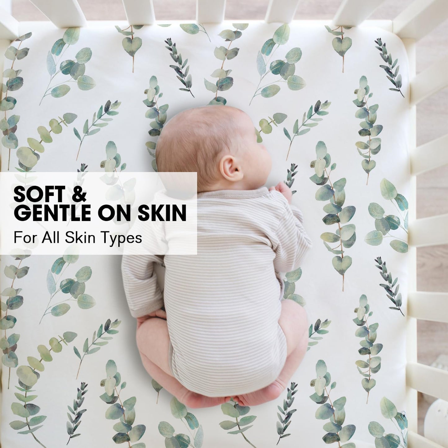 Little Grape Land Crib Sheets - Super Soft 2-Pack Fitted Sheets for Standard Cribs | Leaves & Green Design