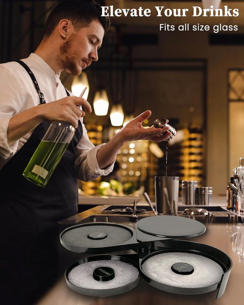 DUPDMKIN Margarita Salt Rimmer Set, 3-Tier Bar Glass Salt Rimmer for Cocktails with Separate Trays for Lime Juice, Salt and Sugar
