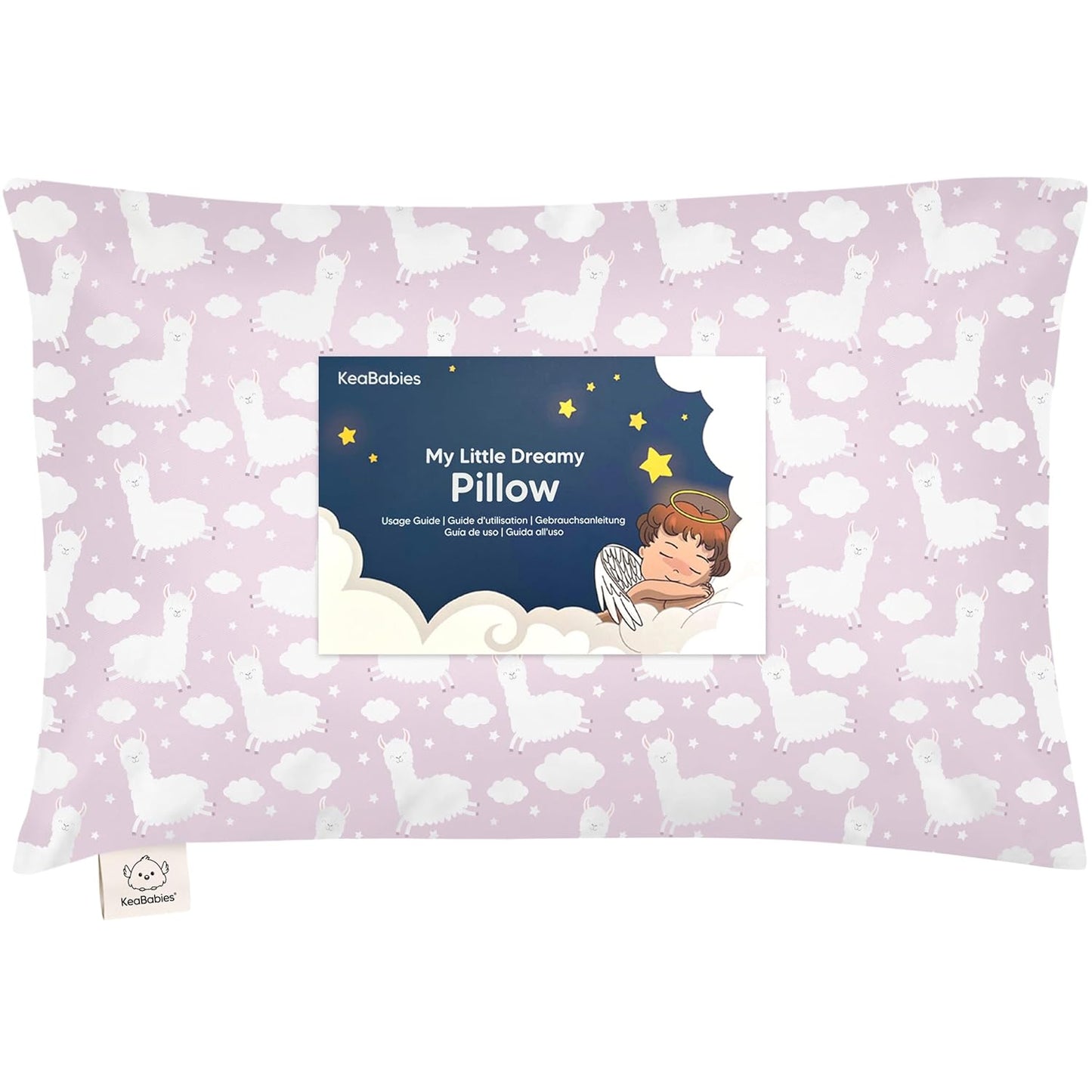 My Little Dreamy Toddler Pillow - Organic Cotton Travel Bed Pillow with Case | Soft & Breathable 13x18 for Ages 2-5 (Alpacas)