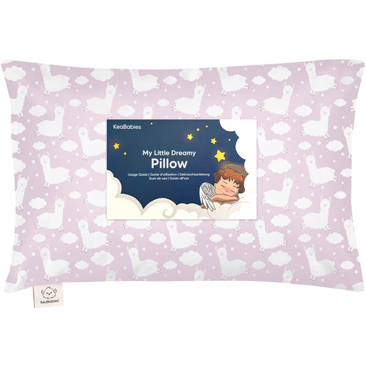 My Little Dreamy Toddler Pillow - Organic Cotton Travel Bed Pillow with Case | Soft & Breathable 13x18 for Ages 2-5 (Alpacas)