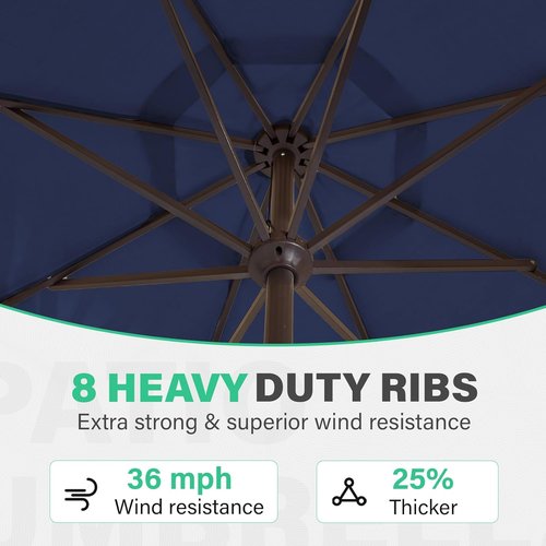 JEAREY 9 FT Patio Umbrella - Outdoor Market Umbrella with Push Button Tilt & Crank - Navy Blue