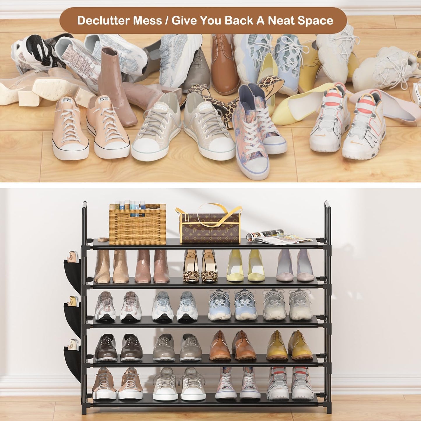 OYREL 5-Tier Shoe Organizer Rack - Space-Saving Shoe Holder for Closet, Entryway, Garage | Holds 20-25 Pairs