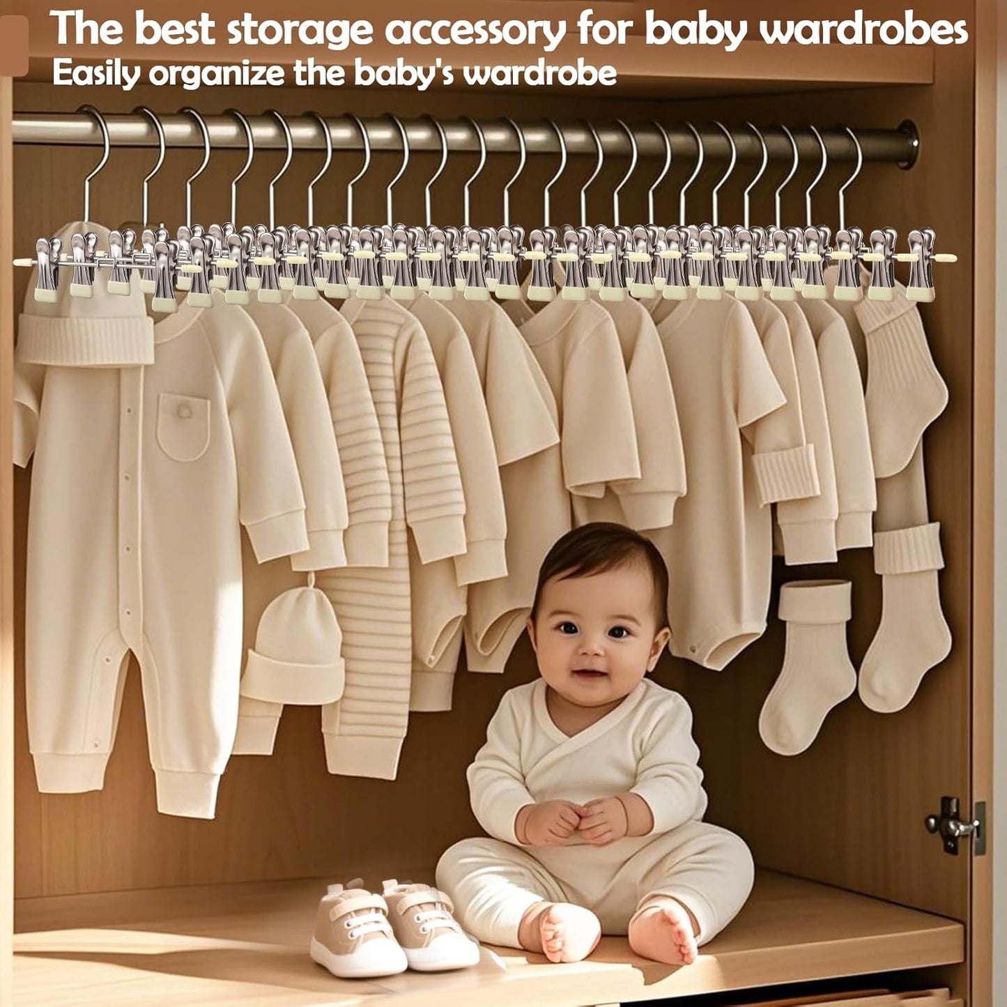 Mity Rain 20-Pack Baby Hangers - 360° Rotatable Silicone Clips | Space-Saving Toddler Hangers for Newborns & Kids