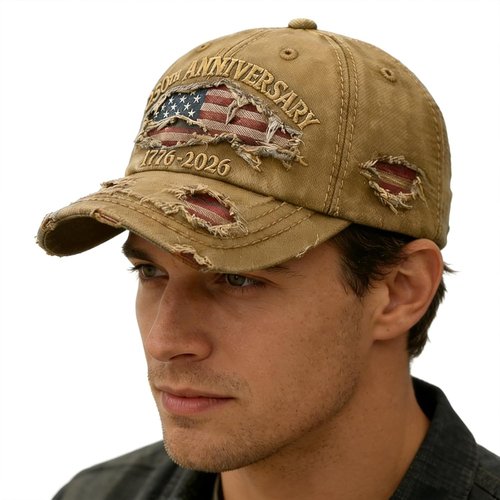 250th Anniversary USA Hat - Ripped Denim Baseball Cap for Men & Women | Celebrate in Style