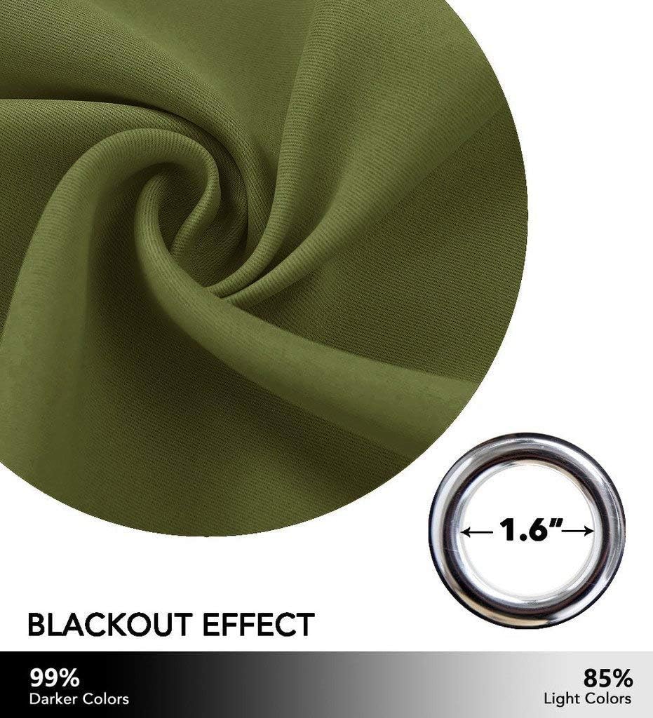 NICETOWN Olive Green Blackout Curtain Panel - Thermal Insulated Room Darkening Drapes for Living Room, 42x84 inches