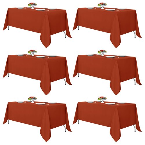 Fitable 6 Pack Rust Round Table Clothes - 70 Inches in Diameter - Stain Resistant and Washable Fall Tablecloths, Polyester Fabric Table Covers for Wedding, Party, Banquet, Gathering