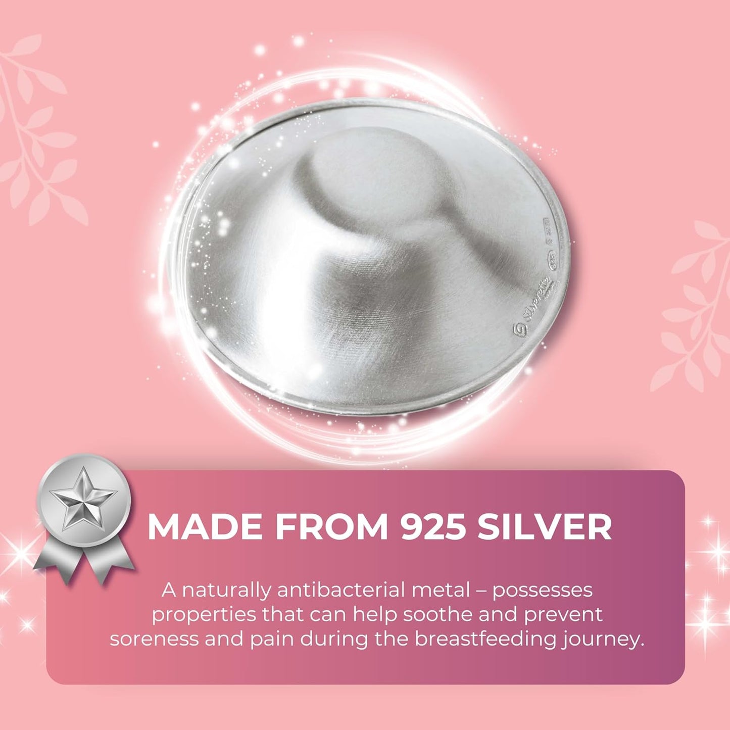 Silverette® Nursing Cups - Original 925 Silver Nipple Covers for Breastfeeding Essentials | Regular Size