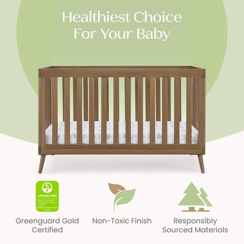 Delta Children Essex 4-in-1 Convertible Crib - Greenguard Gold Certified | Chestnut Finish