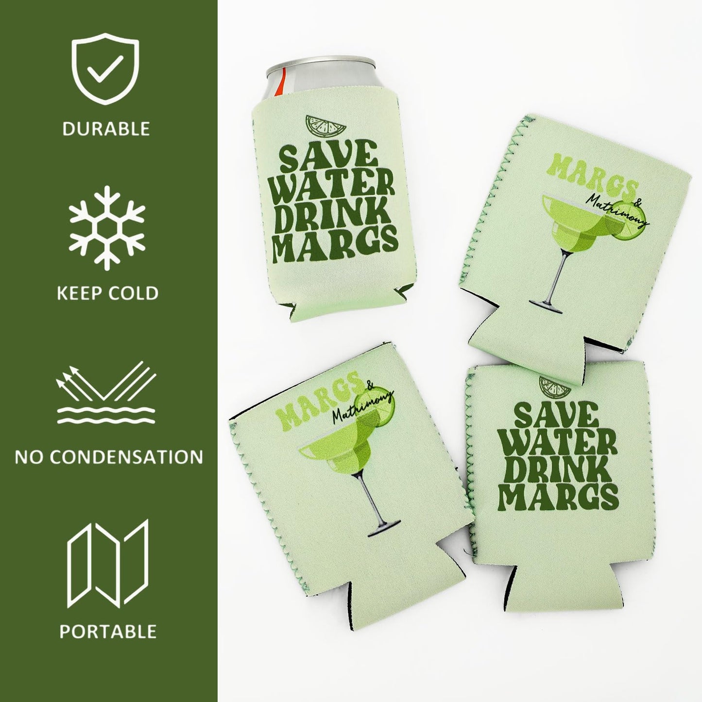 Whaline 12 Pcs Margs and Matrimony Bachelorette Can Sleeve 12 Oz Double Sided Printed Neoprene Insulated Beer Can Cooler Covers for Margarita Themed Wedding Bridal Shower Party Decor Drink Accessories