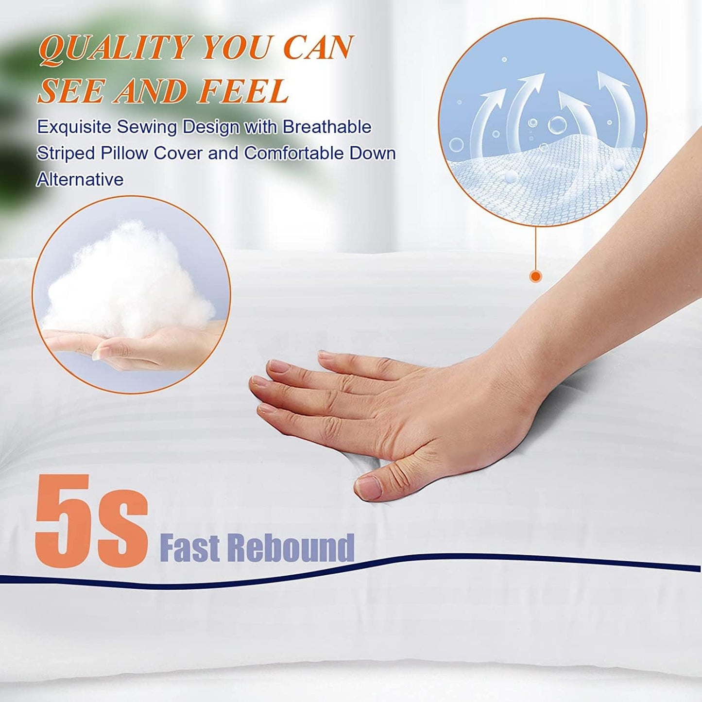 SEMZSOM King Size Bed Pillows - Set of 4 Luxury Soft Fluffy Down Alternative for All Sleepers