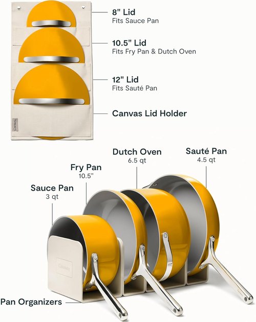 Caraway Non-Stick Ceramic Cookware Set - 12-Piece Oven Safe Pots, Pans & Lids | PFAS & PFOA Free - Marigold