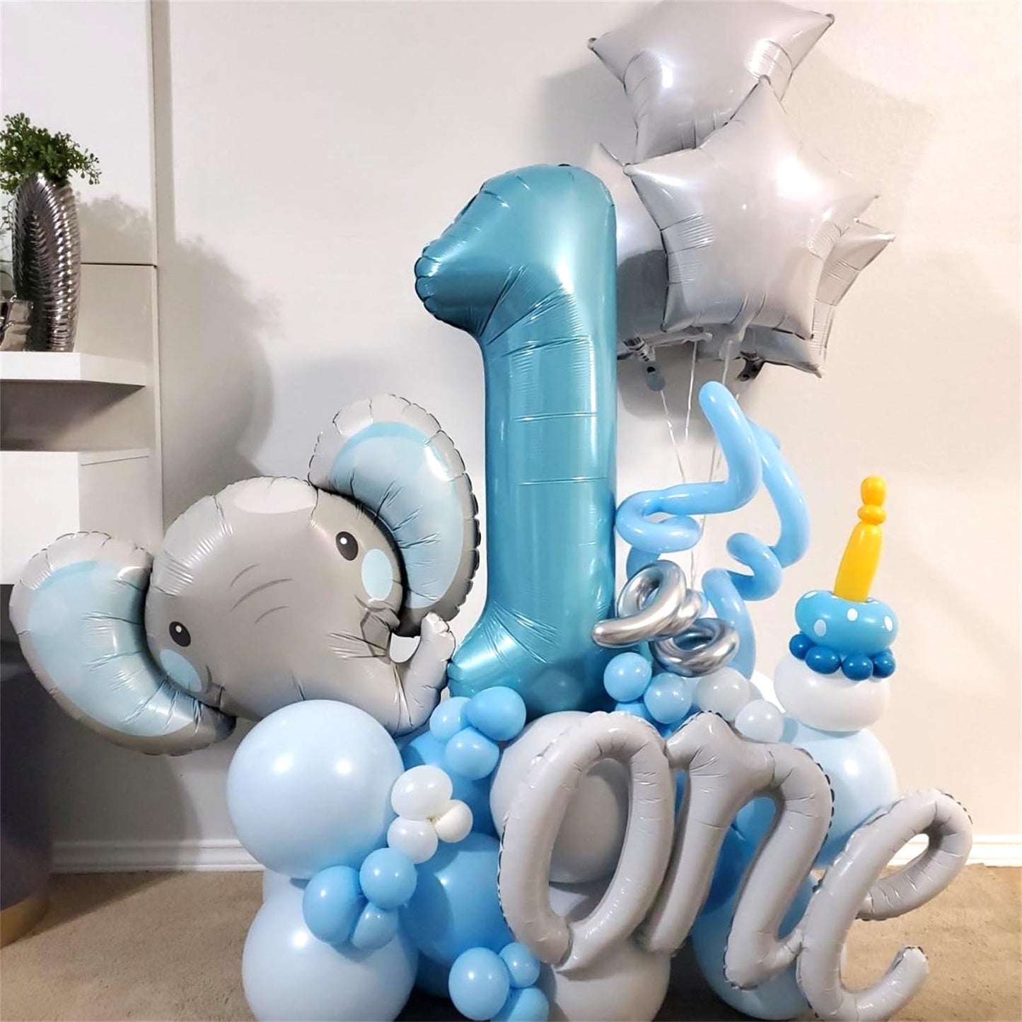 Light Blue 1 Balloon Number for 1st Birthday, 40 Inch Large Number Foil Balloons, Self Inflating for Kids Boys Men Age Birthday Party Anniversary Party Decoration Supplies