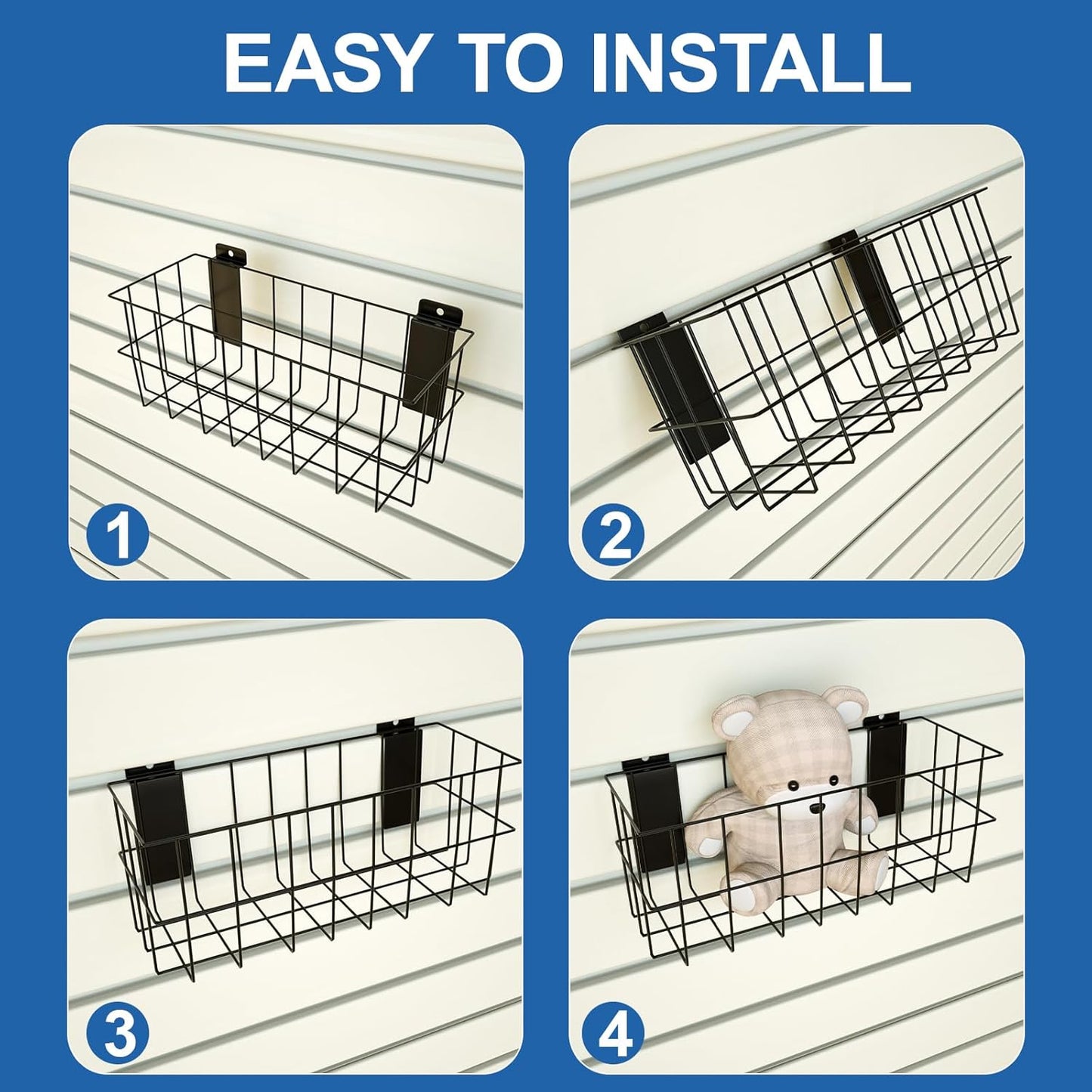 NeatiEase 29 PCS Slatwall Accessories Kit - Versatile Storage Solutions with Baskets & Heavy-Duty Hooks
