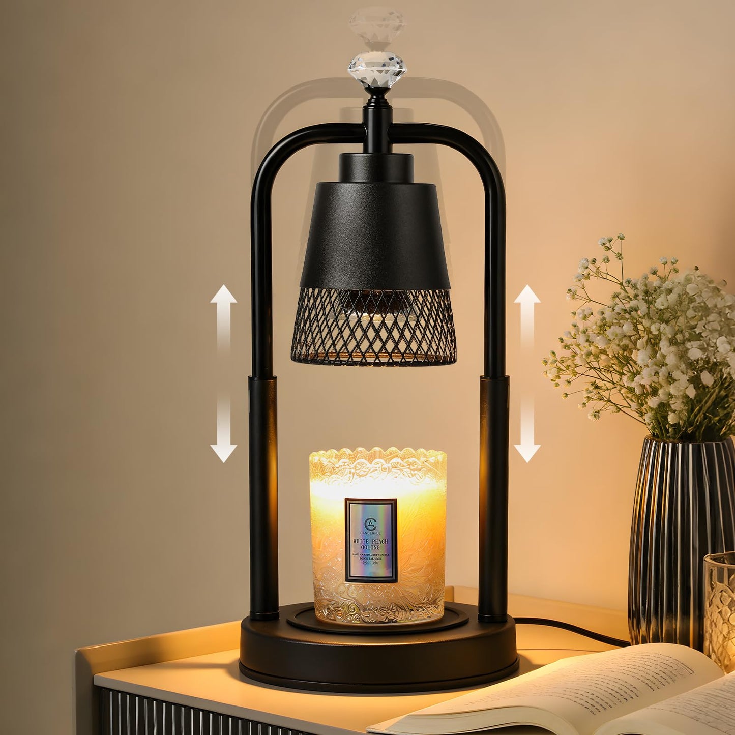 Candle Warmer Lamp with Timer Dimmer Dual Pole Height Adjustable Candle Warmer Gifts for Women Wax Melt Warmer for Scented Jar Candles Birthday Gift for Mom Mothers Day House Warming New Home Decor