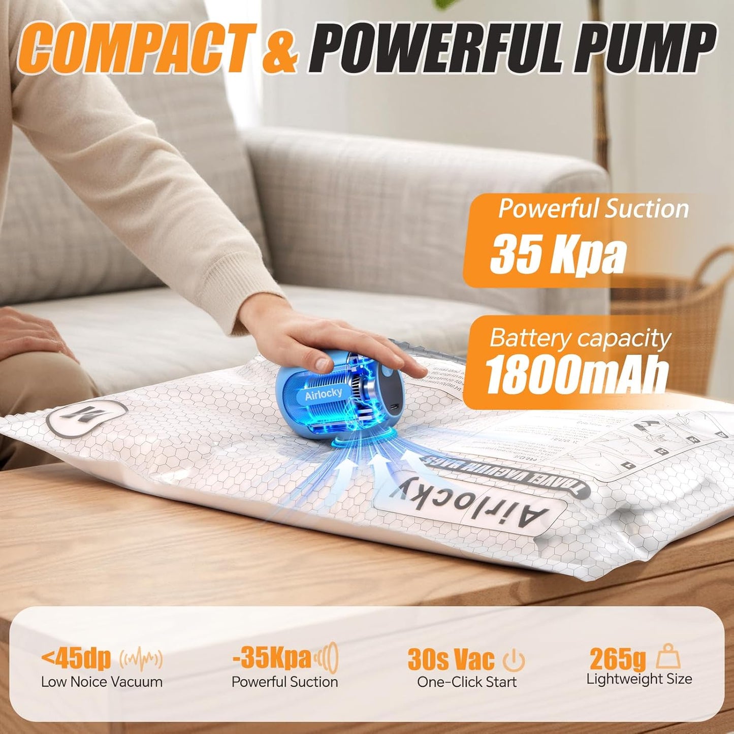 Skiennix Travel Vacuum Storage Bags - 16 Pack Compression Packing Bags with Portable Electric Pump | 80% Space Saver for Luggage