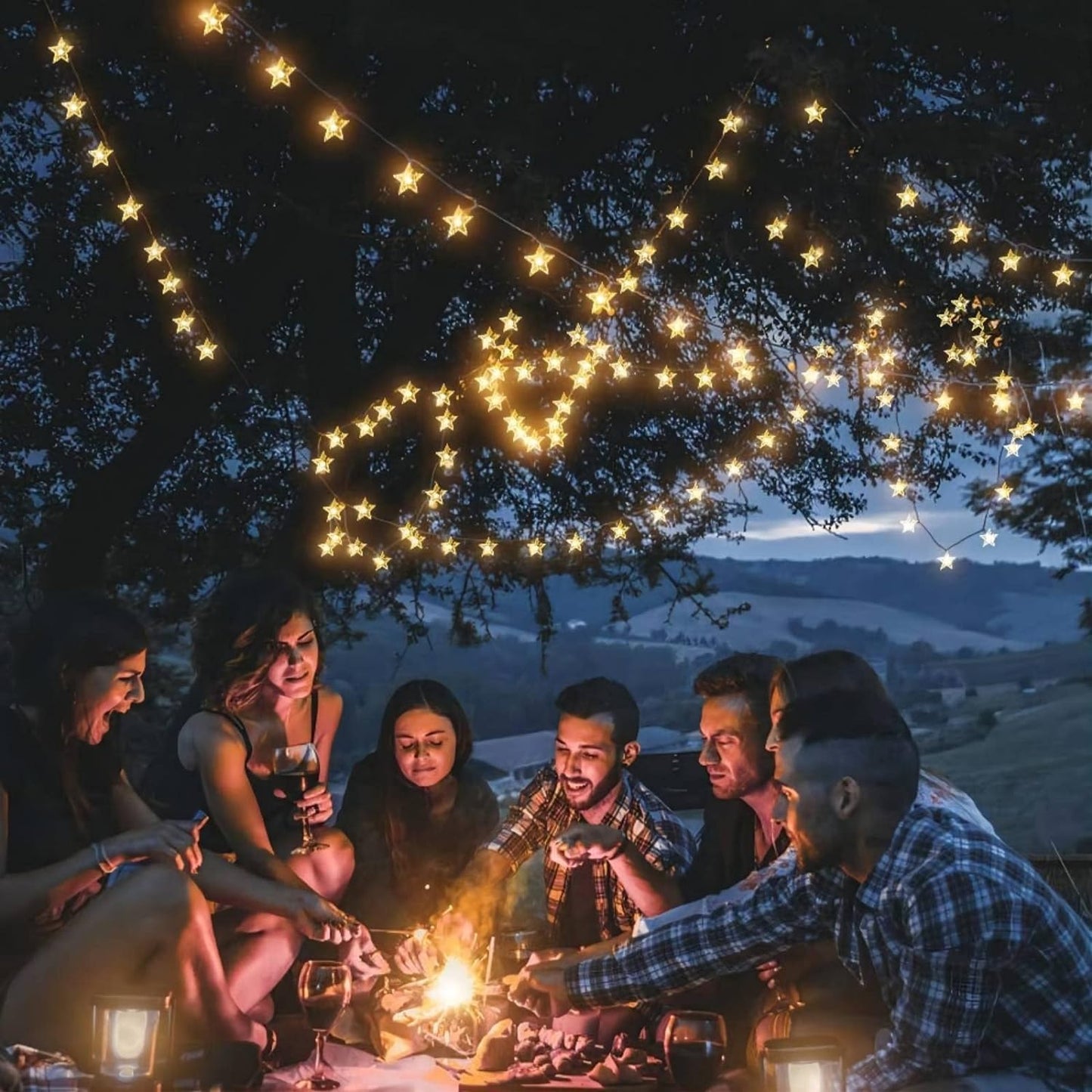 Star String Lights - 20 FT 40 LED Battery Operated Warm White Twinkle Lights | 8 Modes Timer for Indoor/Outdoor Decor