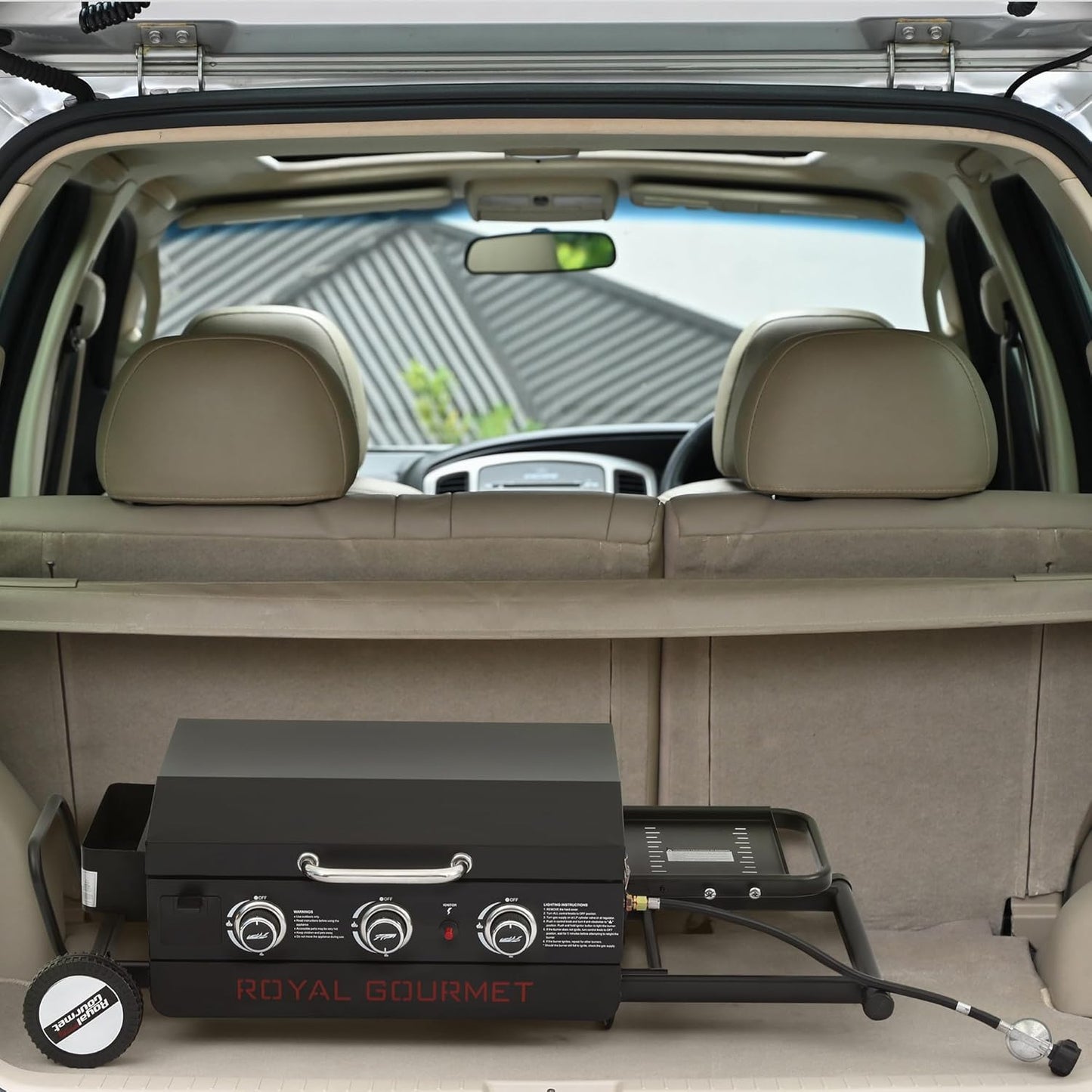 Royal Gourmet PD3001 3-Burner Propane Gas Griddle - 23-Inch Portable Grill with Collapsible Stand & Side Table for Camping, Tailgating, Backyard & Patio