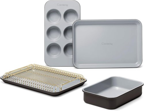Caraway Mini Bakeware Set - Non-Stick, Non-Toxic Ceramic Coating - Compact Baking Pans for Small Kitchens - Black