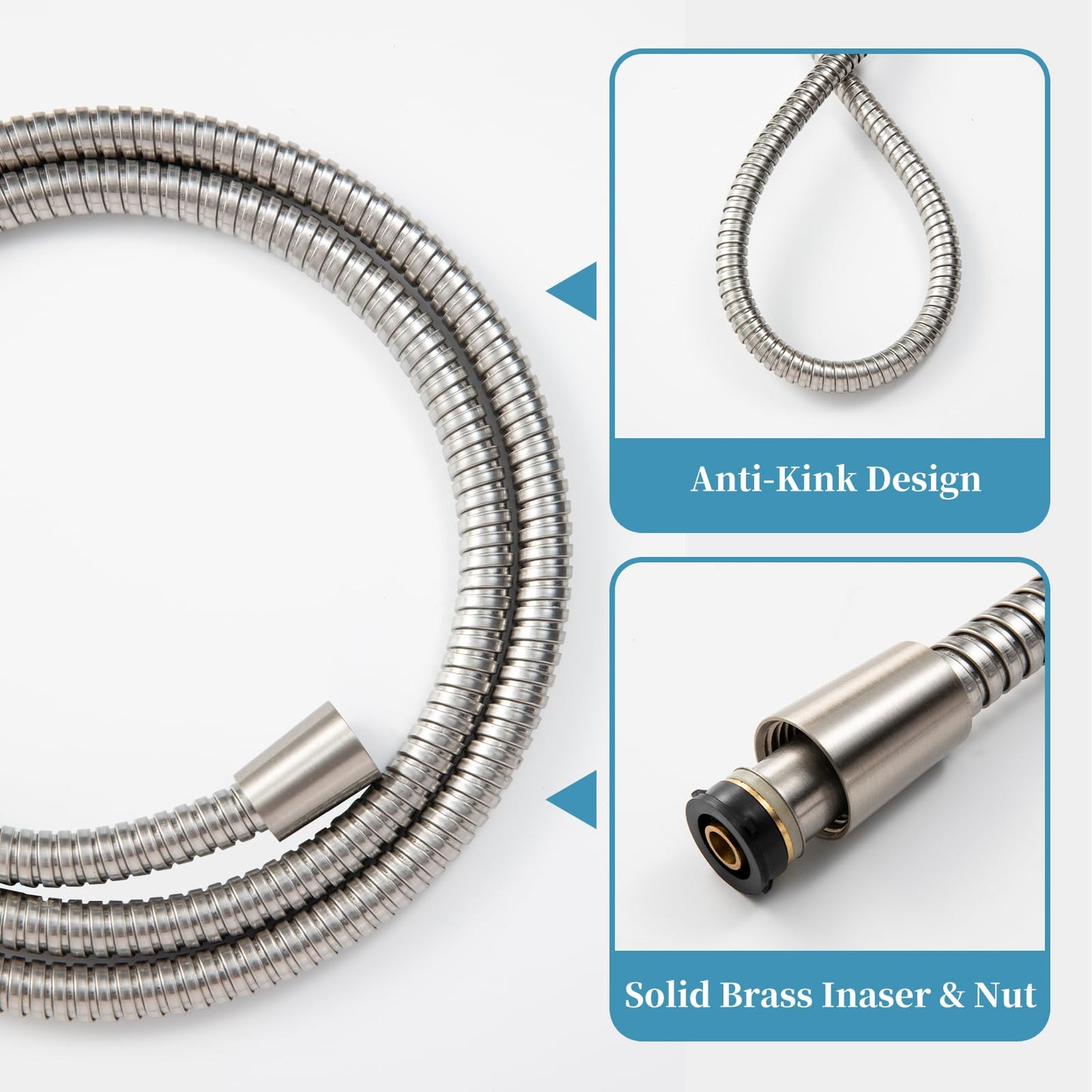 OFFO Handheld Shower Head Set, 6-Mode Brushed Nickel High Pressure Handheld Sprayer with 60" Stainless Steel Shower Hose, High Flow Large Powerful Boosting Handheld Showerhead for Low Water Pressure