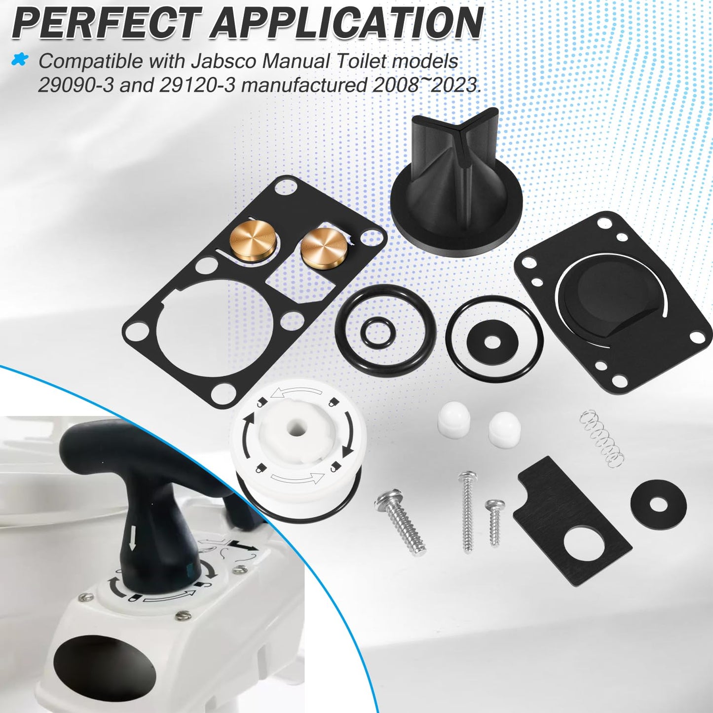 YOOWEE 29045-3000 Replacement for Jabsco Marine Manual Toilet Service Kit, Fit for 29090-3000 Compact & 29120-3000 Household Series Toilet (2008 and Up), 29045-3000 Twist N Lock Service Kits