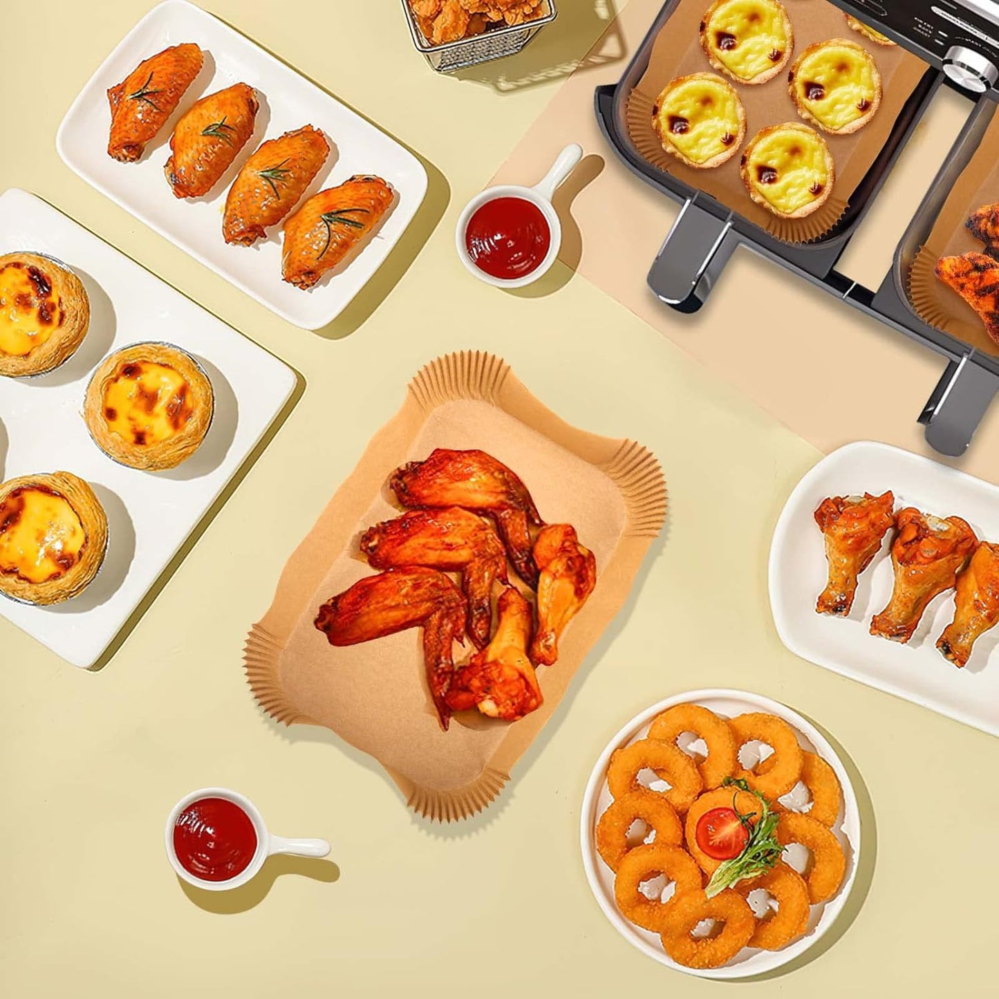 Air Fryer Baking Liners for Ninja Foodi DualZone 2-Basket DZ201, DZ401, FG551 Foodi Smart XL 6-in-1 Indoor Grill Accessories (Rectangular Baking Paper 250PCS)