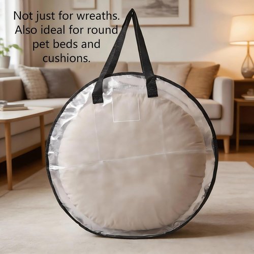 Hayoulabo Clear Christmas Wreath Storage Bags - Waterproof 24-Inch Container with Dual Zipper & Reinforced Handles