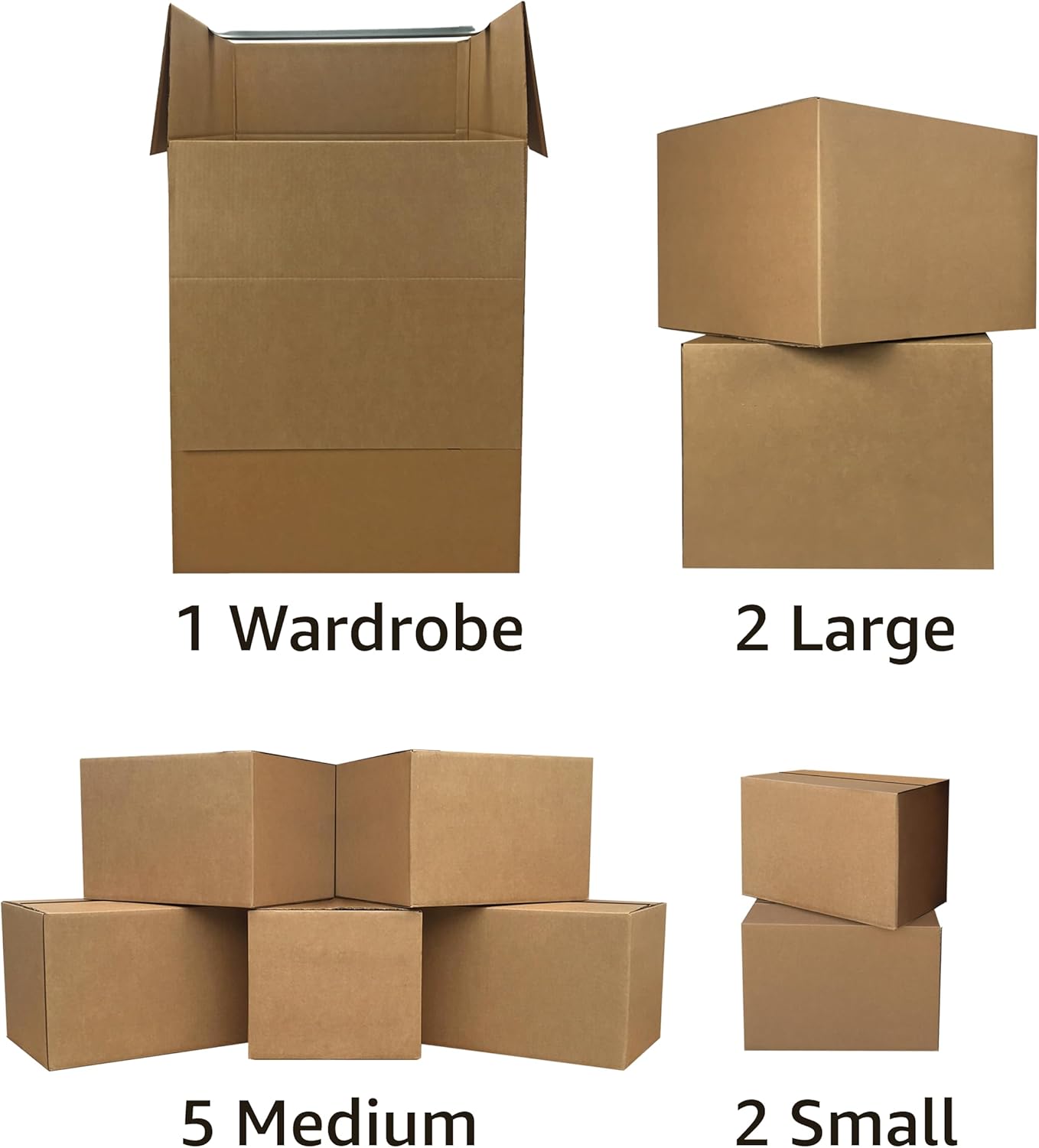 Skiennix Wardrobe Moving Boxes Kit - Small, Medium, Large & Shorty Boxes with Packing Supplies