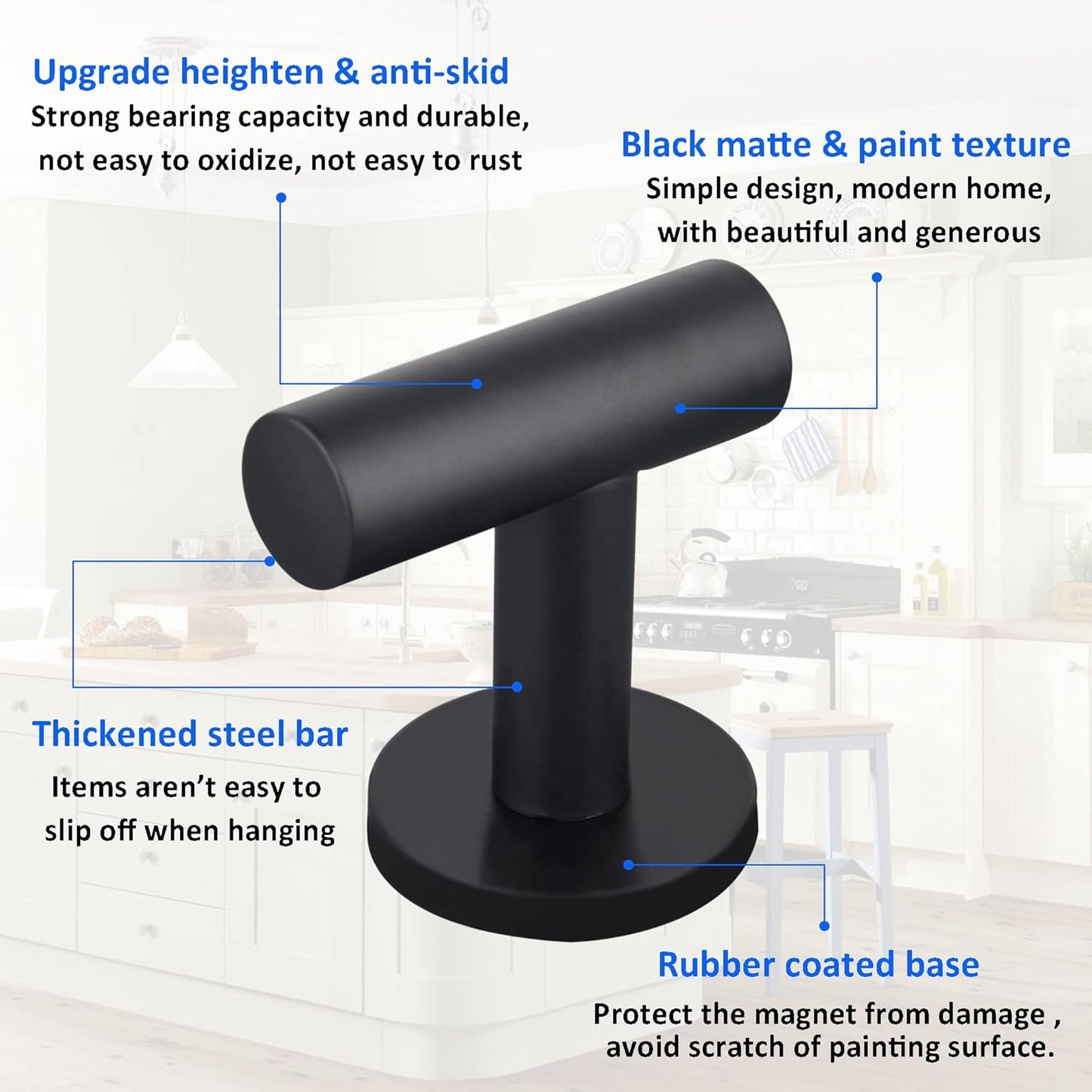 ULIBERMAGNET Strong Magnetic Coat Hooks - Heavy Duty Rubber Coated Neodymium Magnet for Doors & Refrigerators