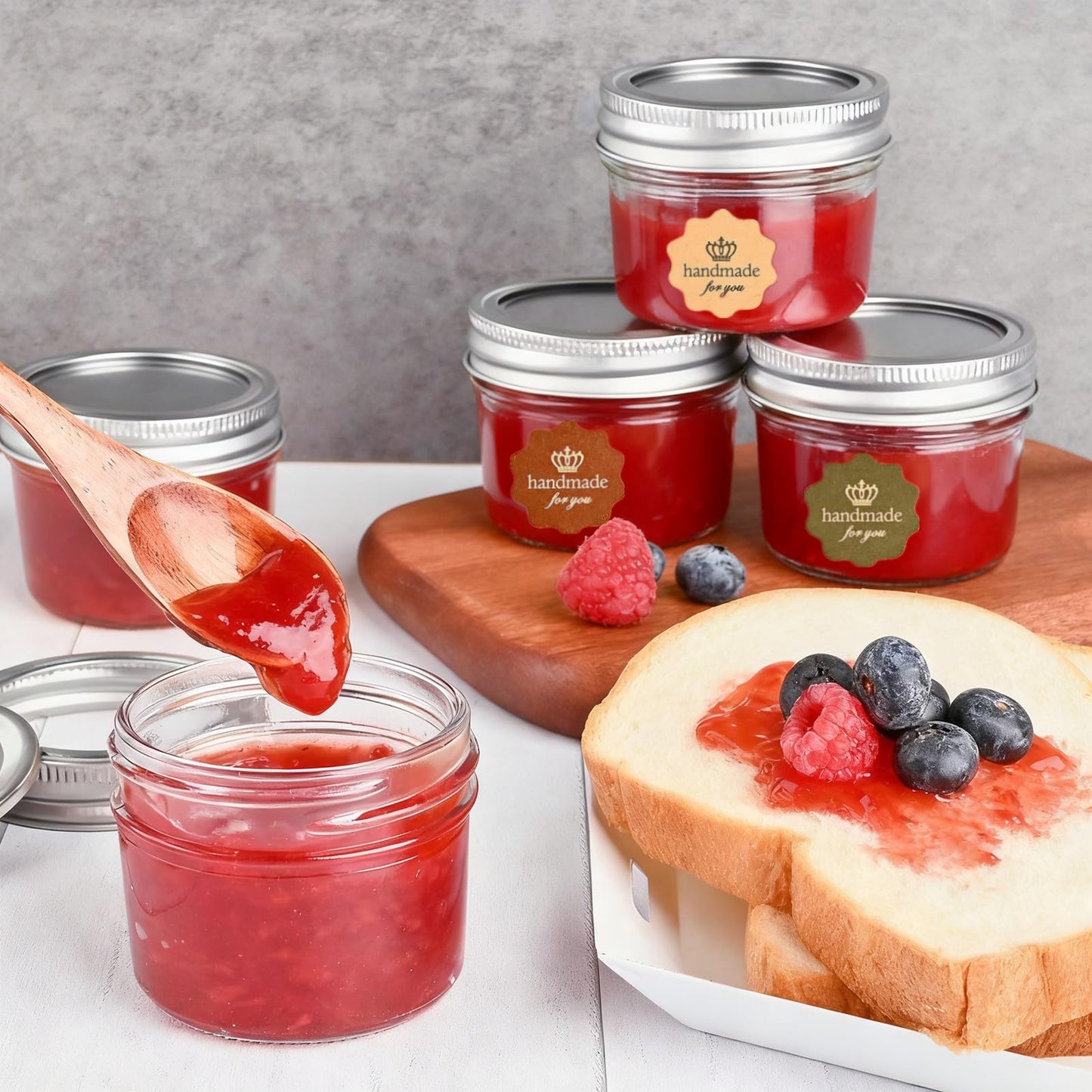 TUZAZO 4 oz Mini Mason Jars with Lids 12 Pack, 4oz Small Glass Mason Canning Jars for Jam Jelly Yogurt Dessert, Shower Wedding Favors Decor