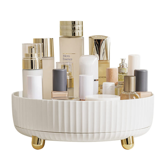HBlife Makeup Organizer, 360 Degree Rotating Perfume Organizer, 11 Inches Large Capacity Lazy Susan for Bathroom Counter or Vanity, White