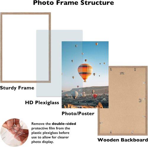 JCJMY 16x24 Picture Frame - Rustic Brown Wall Gallery Frame for Horizontal & Vertical Photos