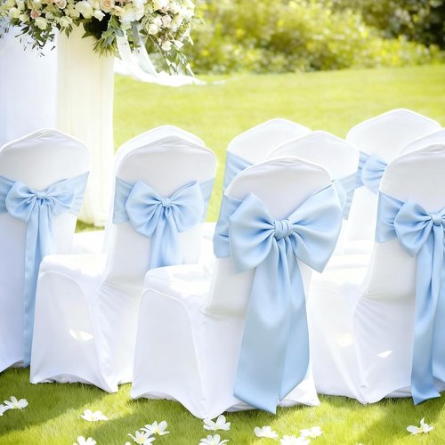Blue Bow Decor | Large 22x11 Inch Crib Skirt with Big Bows - Perfect for Christmas, Parties & Showers