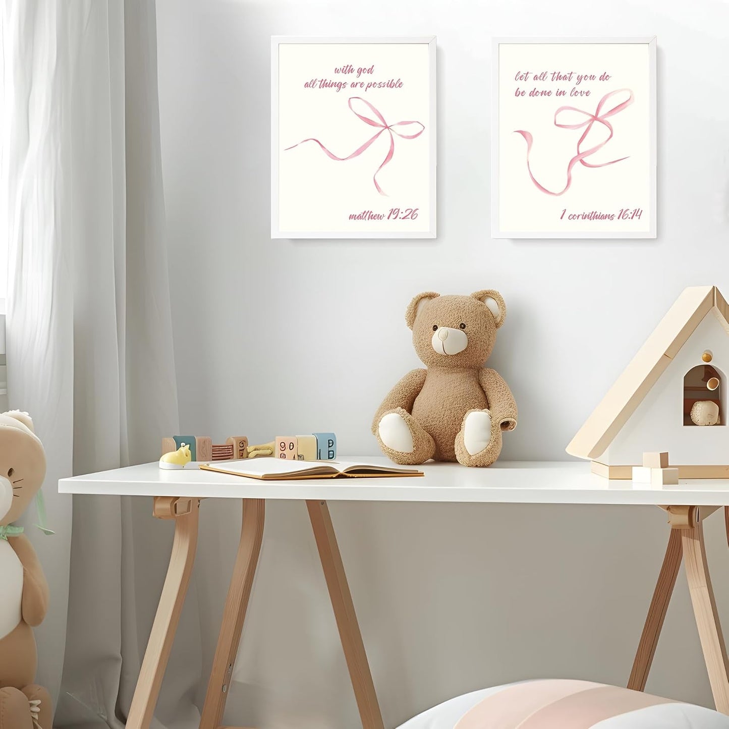 LARTSFRO Coquette Pink Bow Wall Art Decor - Aesthetic Posters for Teen Girls | Set of 4 Unframed 10x8 Inch